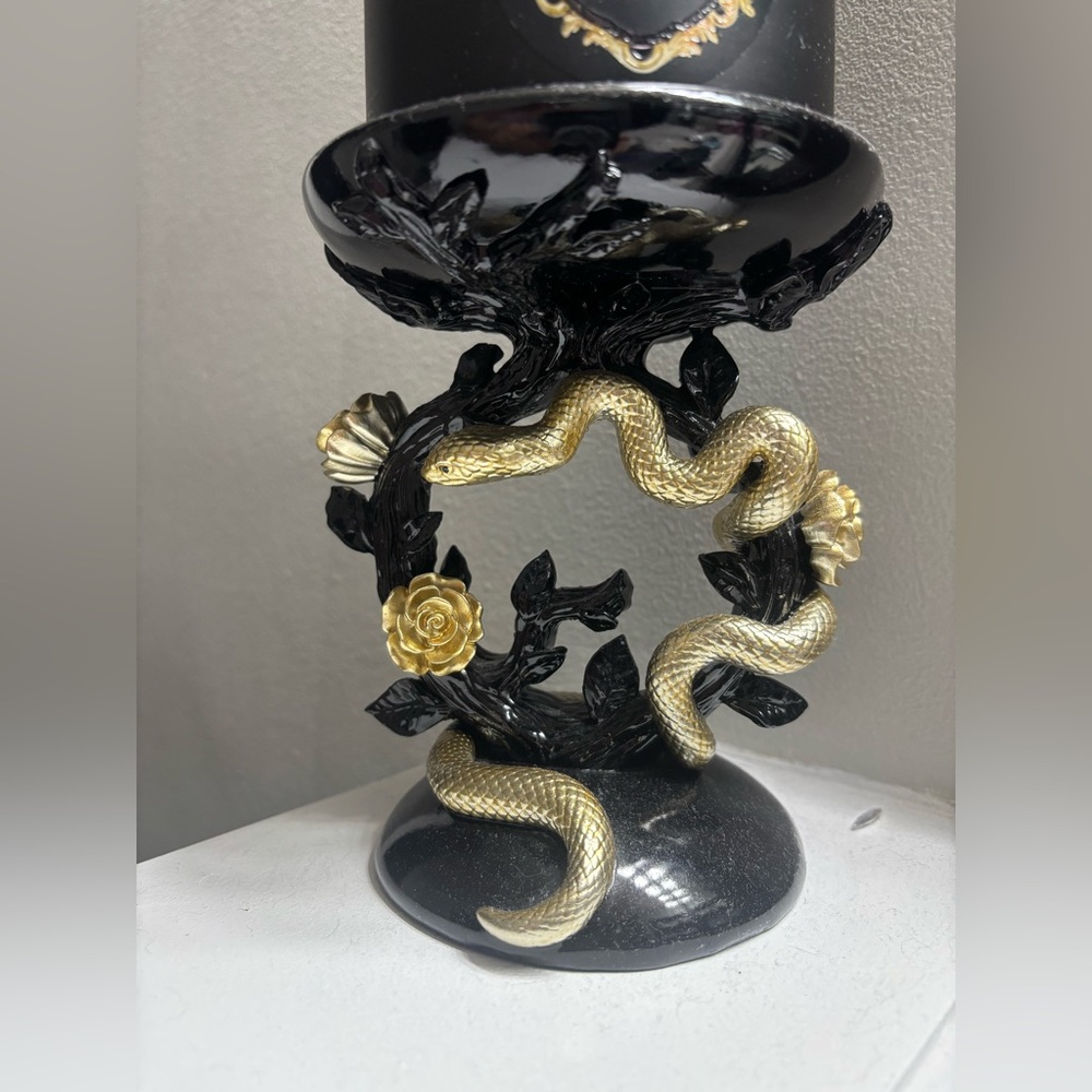 Bath & Body Works Black and Gold Snake Candle Holder